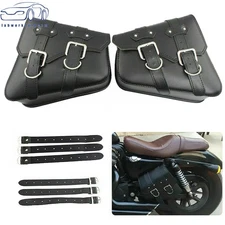 For Sportster 883 PU Leather Motorcycle Saddle Bags Saddlebag Luggage Bag