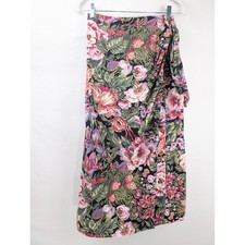 Vintage 90s Cottagecore Floral Maxi Wrap Skirt Size M Pink USA Made Garden Fairy