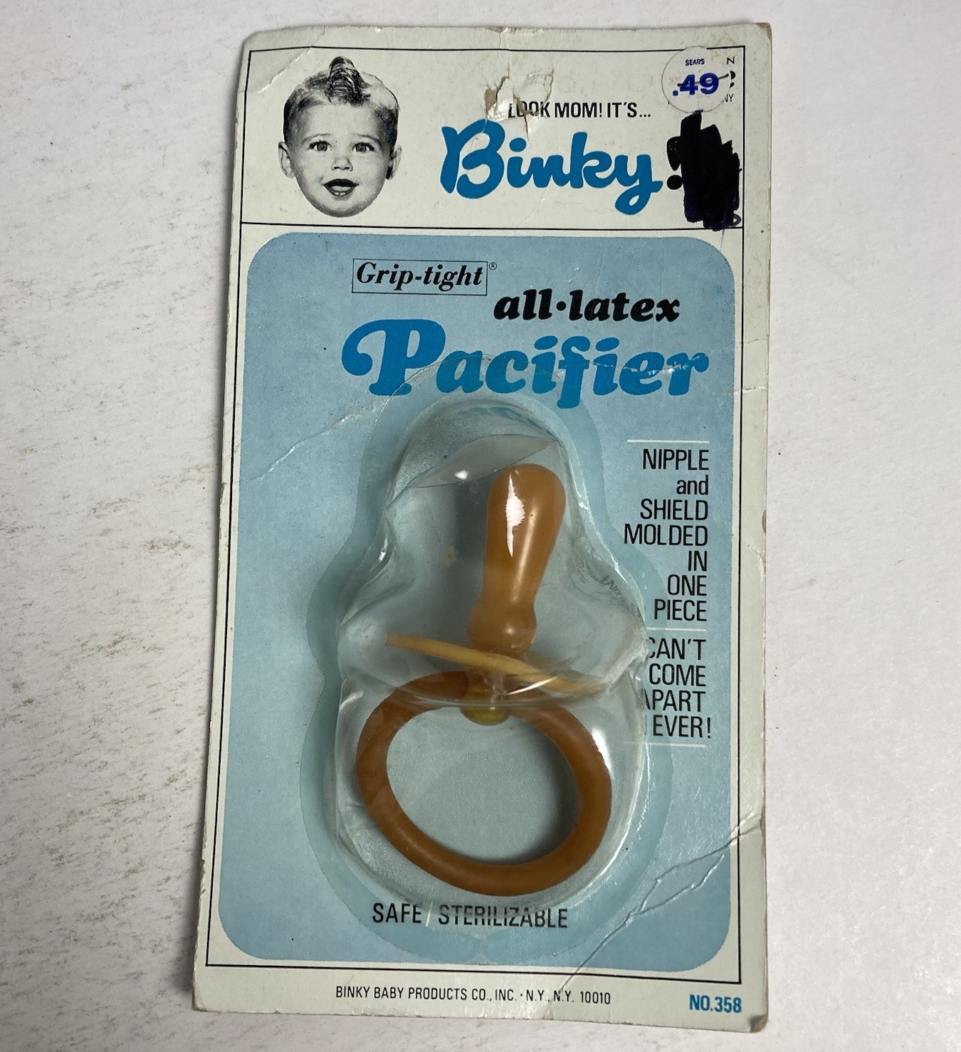 Antique Baby Pacifier Look Mom! It's BINKY Vintage Grip-tight All