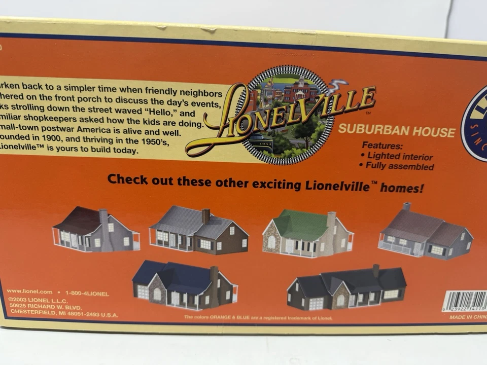 Lionel 6-34113 Lionelville O Scale Large Suburban House II Gray Lighted NIB NOS - Image 4 of 4