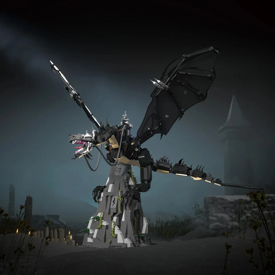 Ladrillos de construcción modelo dragón negro escena juego clásico 1361 piezas base Foto 4 de 4