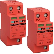 Solar PV DC 1000V 40KA Surge Protector Lightning Arrester 2Pc DIN Rail