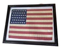 Framed Antique Silk 46 Star American Flag 1907-1912 Oklahoma Vintage