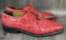 Mauri Genuine Alligator Men's Red Dress Shoe's Sz 12 Made In Italy 
