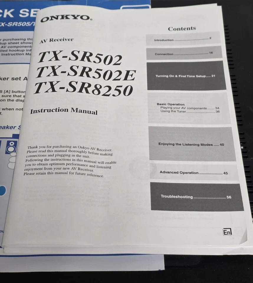 Onkyo TX-SR502 6.1-Channel Surround Sound AV Receiver with Manual - Image 3 of 4