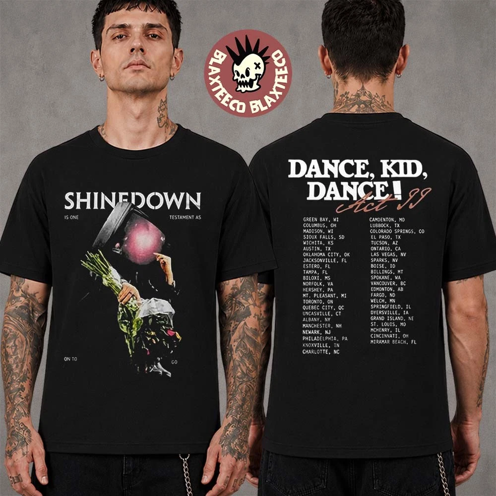 shine down Dance Kid Dance Act II 2026 Tour Merch With Dates Two Sided T-Shirt