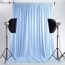 Baby Blue 40FT x 10FT Polyester Backdrop Curtain for Weddings Events