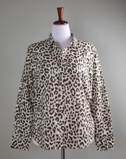 J.CREW NWT 99 Perfect Button Up Shirt Top in Leopard Linen Blend Size 12