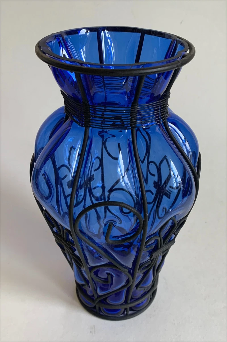 蓝色金属花瓶花瓶| eBay