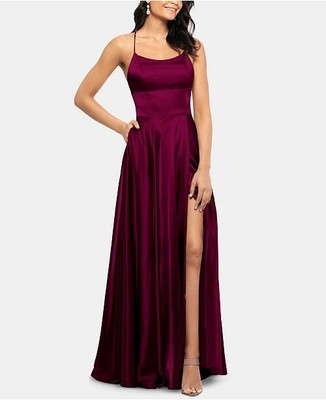 betsy and adam empire waist satin gown