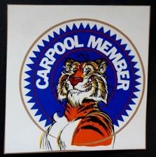 Vintage Original Exxon Esso Enron Tiger Gas Oil Carpool Member Sticker 3.5"