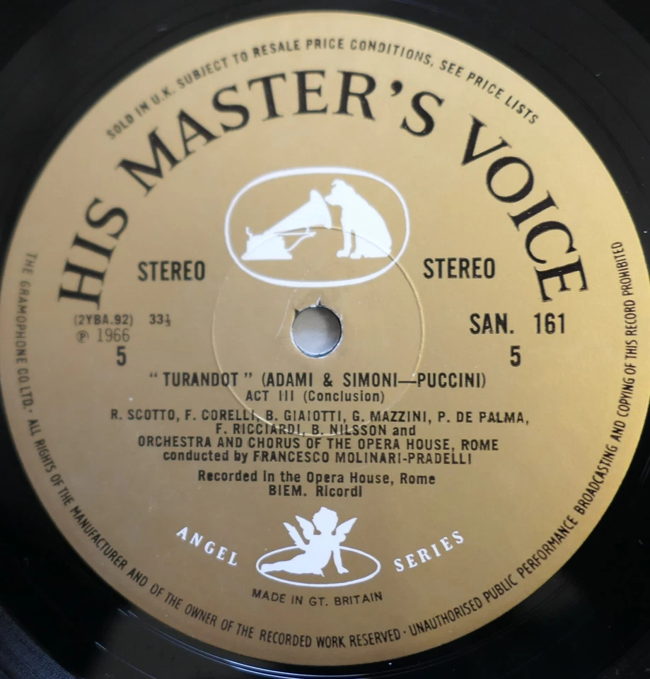 SAN 159-61 ED1 Puccini Turandot Nilsson Corelli Scotto HMV 1st White Angel NM - Image 2 of 4