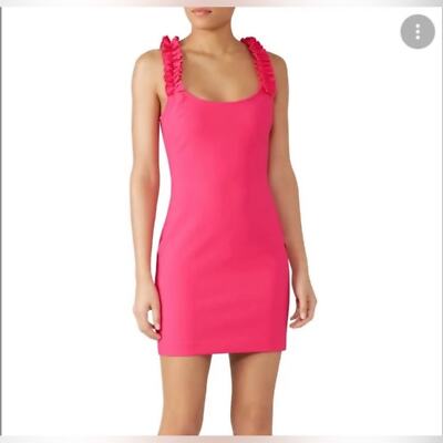 NWT LIKELY Elana Ruffle Strap Hot Pink Mini Dress Size 10