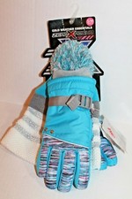 ZeroXposur Youth Girl's Cyan Blue Winter Gloves & Beanie Cap Hat Size S/M NEW