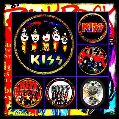 KISS ULTIMATE ALBUM COVERS SET    LOT OF 5 KEYCHAINS