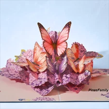A5-3D Pop Up Butterfly Greeting Card - Elegant and Unique Birthday or Special Oc