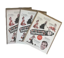 Barbasol 3 x LOT VTG 1940s Big Print Color Ads Carl Setter Shaving Cream Pin-Up