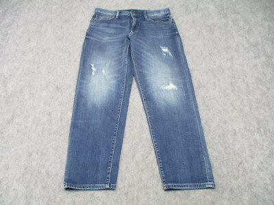 Uniqlo Jeans Womens 30 Slim Boyfriend Tapered Mid Rise Denim Distressed  30x26