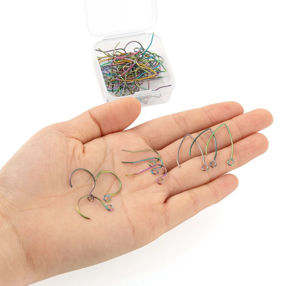 1 Caja Multicolor 304 Acero Inoxidable Ganchos para Pendientes Alambre para Oreja 18.5~26x13~15.5mm Foto 4 de 4