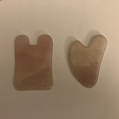 Rose Quartz Gua Sha Massage Crystal Stone Tool Lymphatic Drainage Massage Set