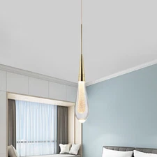 Simple Chandelier Crystal Glass LED Ceiling Light Fixture Rain Drop Pendant Lamp