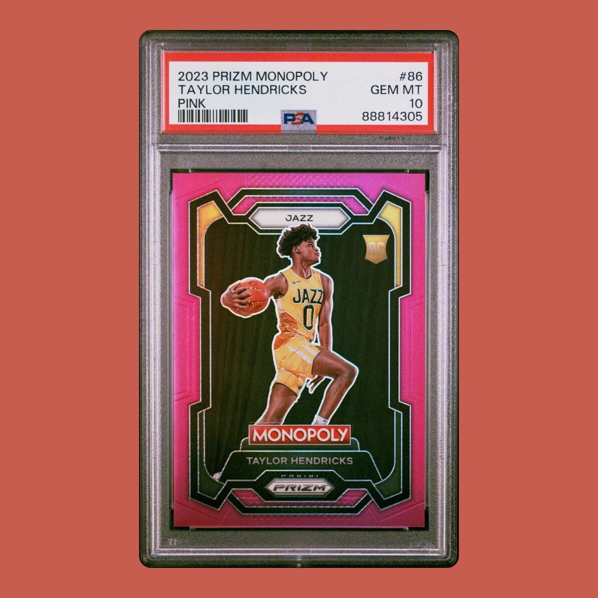 2023-24 Prizm Monopoly #86 Taylor Hendricks Pink Rookie RC /149 SP Jazz PSA 10