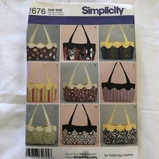 Simplicity 2676 Tote Bag/Purse With Changeable Covers