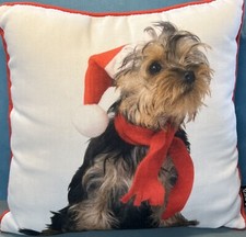 Lava Yorkshire Terrier Yorkie Dog Christmas Pillow Made In USA 14โ Cloth Preown