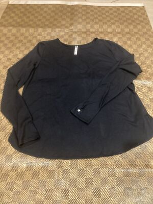 Fabletics NWOT Women's Black Size Large Millie Open Back Long Sleeve Shirt NEW