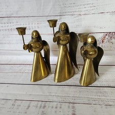 Vintage Christmas Angels Taper Candle Stick Holders Set Of 3