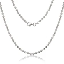 Sterling Silver 3mm Diamond Cut Moon Bead Chain