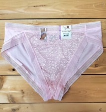 Vtg Panties 90s Brief Silky PINK Lace XL 16-18 Nylon Secret Treasures Underwear