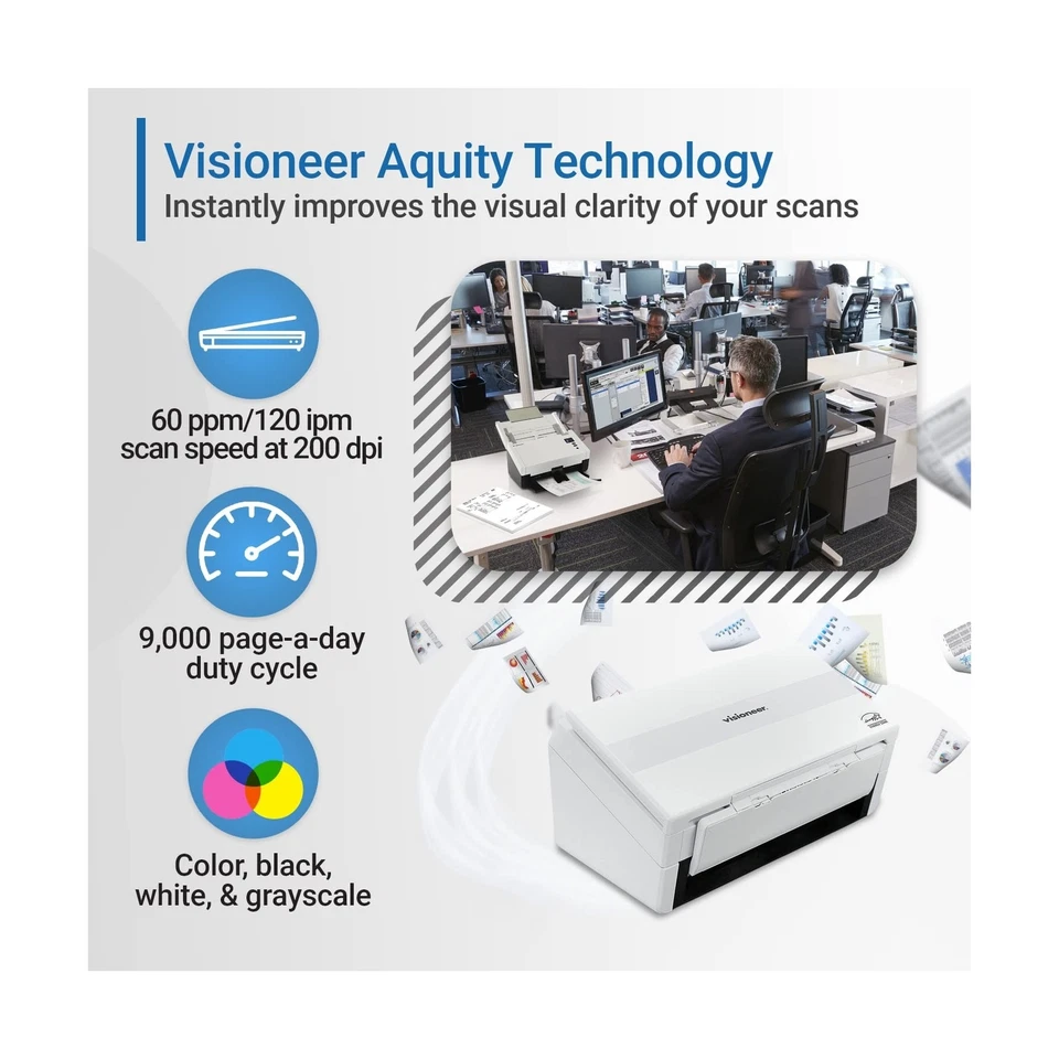 Visioneer Patriot D40 Duplex Scanner for PC and Mac, 70 PPM, Sheetfed 80 Page... - Image 3 of 4