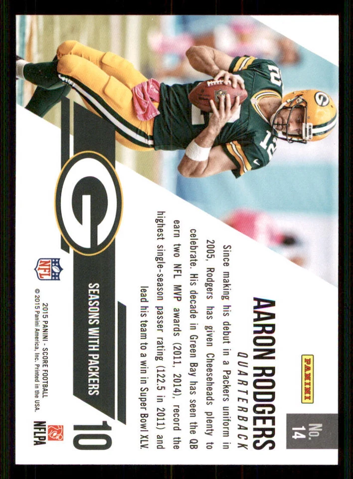 2015 Score Franchise #14 Aaron Rodgers - Image 2 of 2