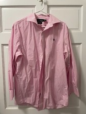 Men's Pink/White Striped Lauren Ralph Lauren Slim Fit 16 1/2 32/33 Button Up