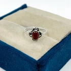 925 Sterling Silver Natural Red Garnet Gemstone Jewelry Ring (US) Size-6