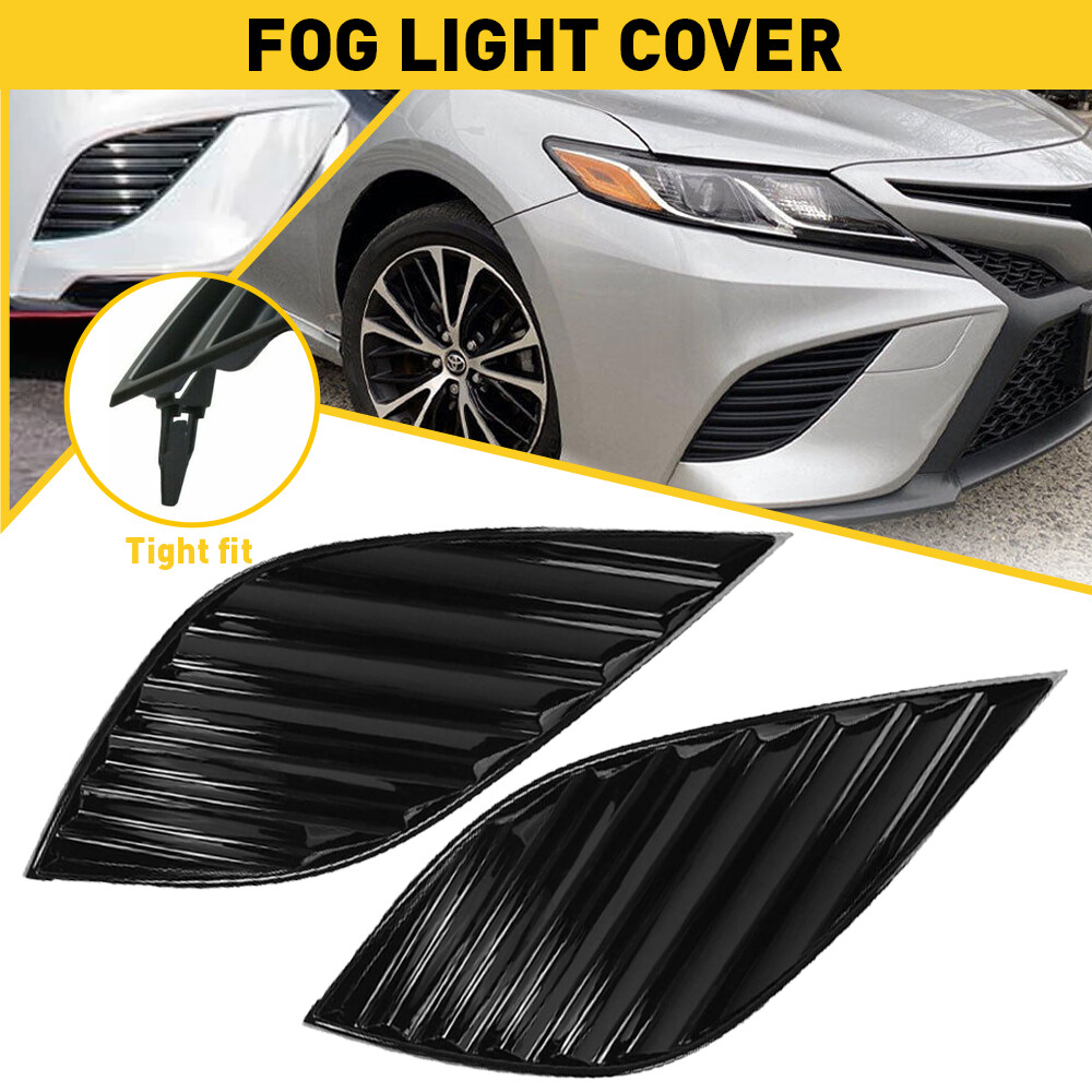 Pair Front Bumper Lights Fog Cover Lamps Insert Panel For 2018-2020 Toyota Camry