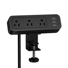 Desk Power Strip JSVER Desk Clamp Power Strip, Desk Mount USB Charging Power ...