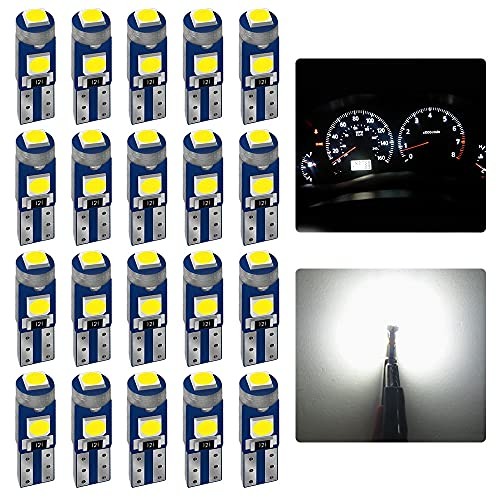  20 Piece T5 LED Bulbs Dashboard Lights 3030 Chipsets 74 37 27 17 Xenon White - Picture 2 of 8