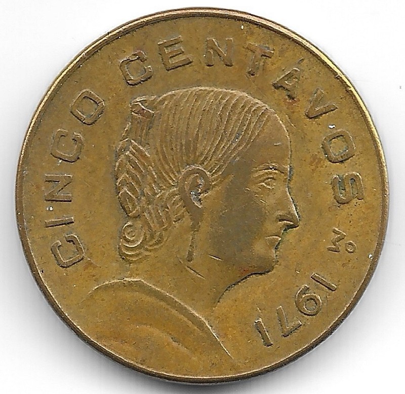 1971 Mexico Cinco Centavos 5 Cent Coin Collectible