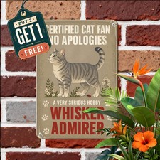 Humorous Tabby Cat Floral Paws Metal Sign Vintage Pet Lover Wall Decor 8x12