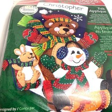 Dimensions 8145 Tobaggan Trio Felt Works Christmas Stocking Kit 18" NEW Sealed