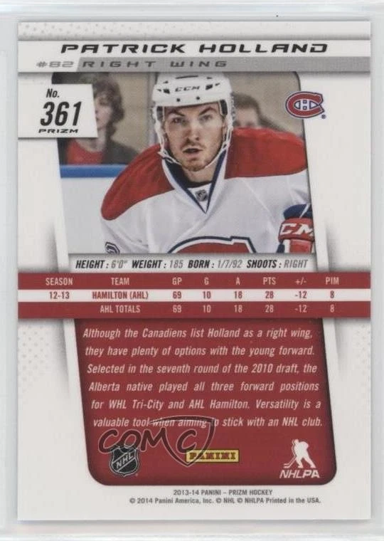 2013-14 Panini Rookie Anthology Update Silver Prizm Patrick Holland #361 RC - Image 2 of 2