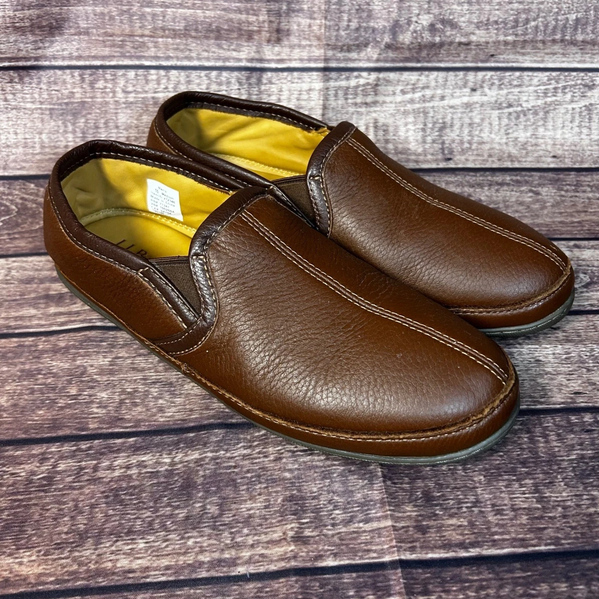 LL Bean Elkhide Slippers Mens 10 M Brown Leather Comfort Slip On Comfort Shoes LL Bean Elkhide Men main image 3