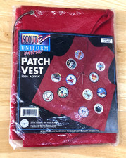 *NEW* VINTAGE 1996 USA Cub Scout BSA Uniform Red PATCH VEST Youth Size X-Large