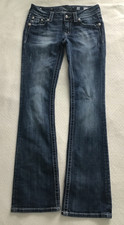 Miss Me Jeans 28 Boot Cut JP5342B2 Rhinestone Accents Distressed Med Wash 31X33"