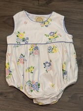 Beaufort Bonnet Bubble 18-24M White Floral Heirloom Southern Boutique Romper