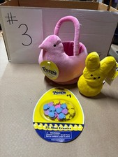 Peeps Easter Basket w/ Plush Bunny or Chick Kids Gift Choose Style