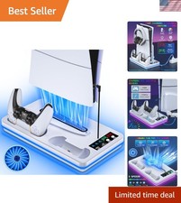 PS5 Slim/Pro Horizontal Stand Cooling Station, Dual Controller Charger, 3-Leve