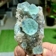 57G Rare transparent bluegreencubicfluorite mineral crystal sample/Zhejiang